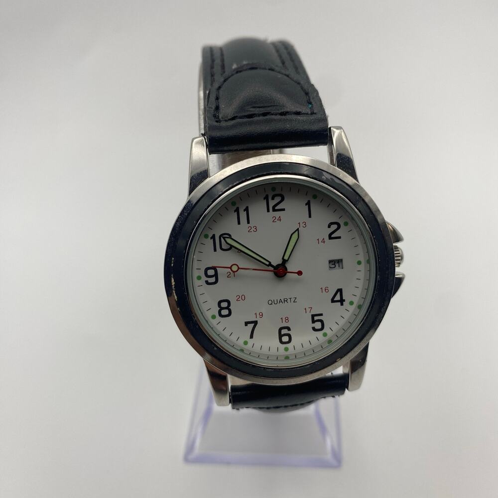 Stylish George Unisex Analog Watch - White Dial, Black Strap Working New Battery